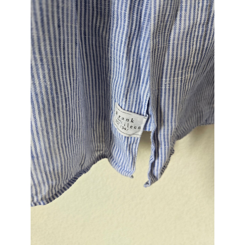Frank & Eileen Mackenzie Oversized Linen Shirt Blue Stripe OS Woven in Italy - Picture 7 of 13
